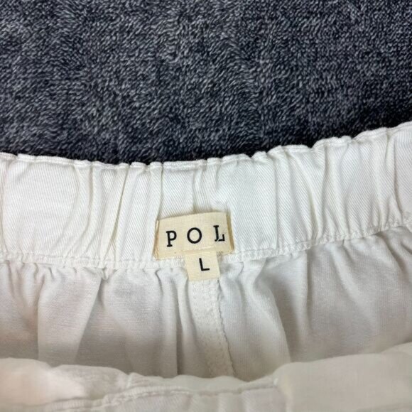 POL Crochet Pocket Baggy White Joggers Pants Drawstring Women's L Boho Cargo - Picture 6 of 13